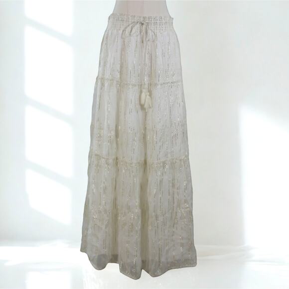 Elegant Cream Maxi Skirt - Picture 1 of 6